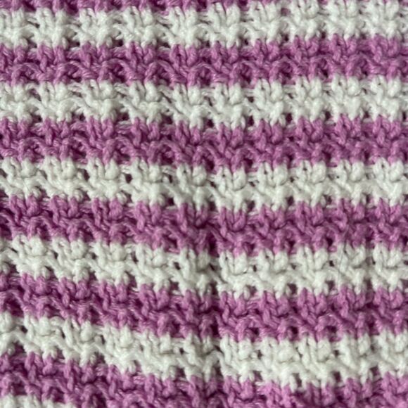 Girls 10/12 Cat and Jack Knit Striped Purple and White Sweater tank - Picture 6 of 7